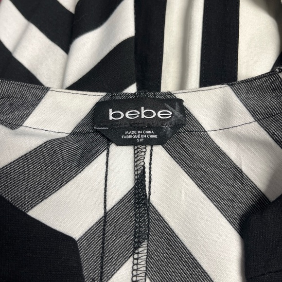 Bebe Y2K Black + White Logo Zip Wiggle Pencil Bodycon Day Night Sexy Dress Small - Picture 9 of 9